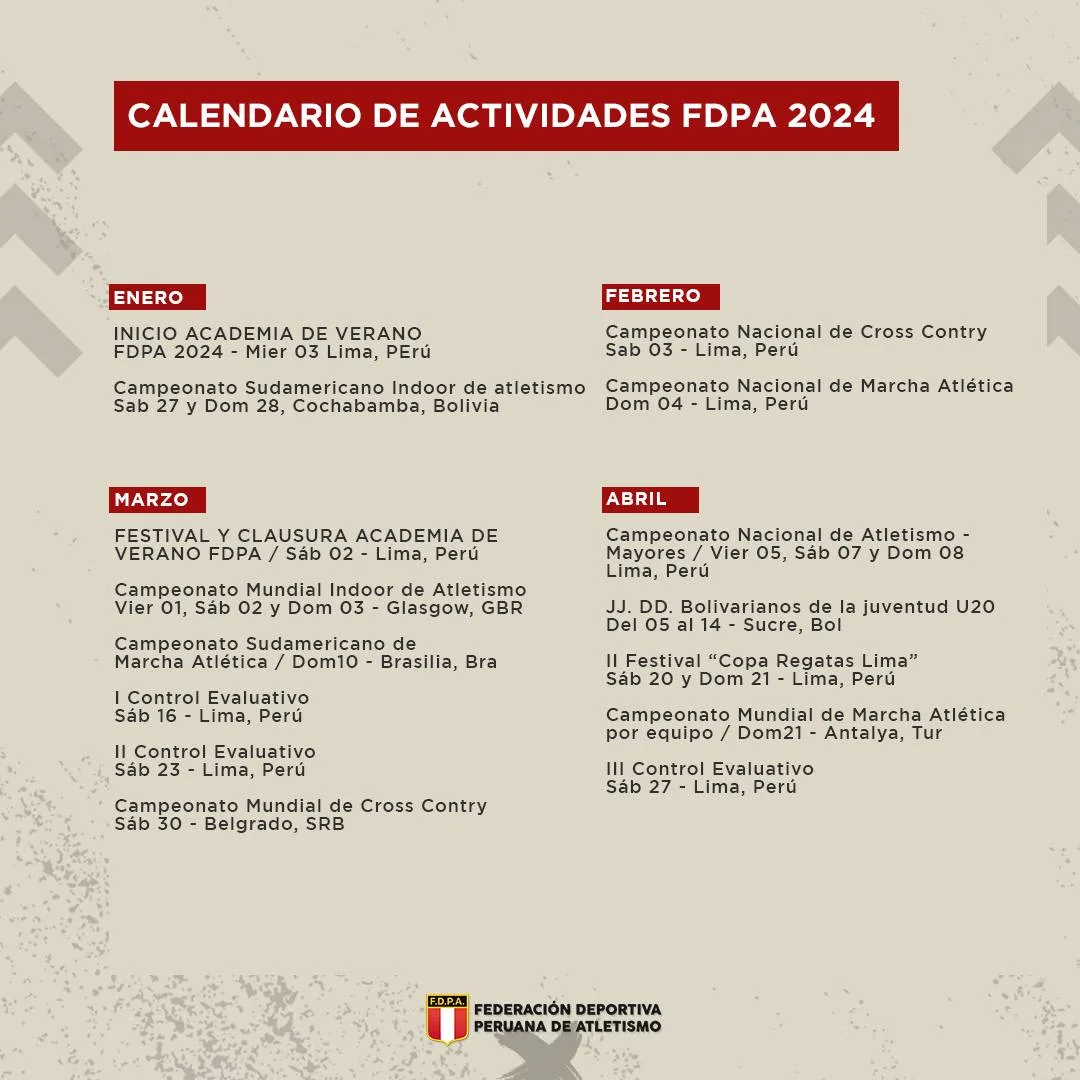 FPA da a conocer calendario tentativo de actividades del 2024