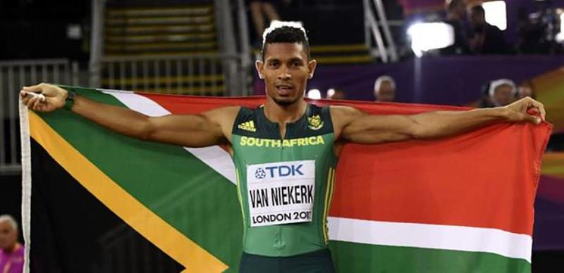 Campeón Mundial de los 400 metros Wayde Van Niekerk de Sudafrica