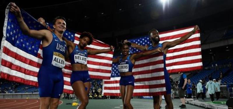 USA gana dos preseas doradas en primera jornada del Mundial de Relevos en Japón