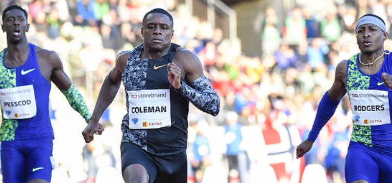 Christian Coleman gana los 100m en 9.85 en Oslo