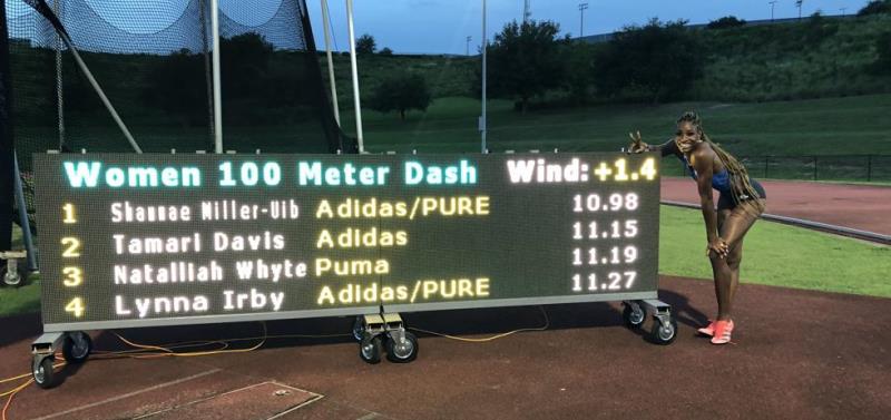 Shaunae Miller-Uibo de Bahamas logra la mejor marca mundial del año en 100m (10.98)