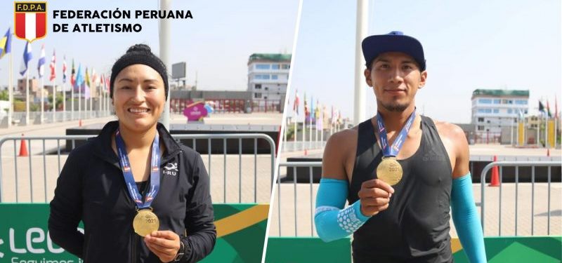 Cesar Rodríguez y Evelyn Inga campeones nacionales de marcha atlética 20kms