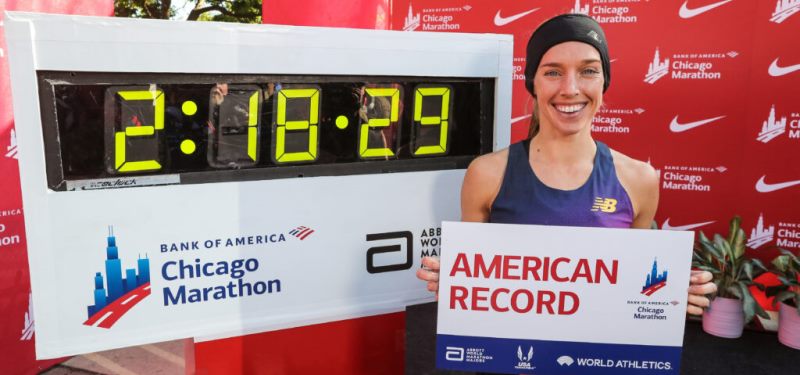 Emily Sisson rompe récord de maratón estadounidense en Chicago (2:18:29)