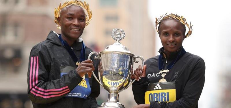 Evans Chebet y Hellen Obiri dominaron la Maratón de Boston