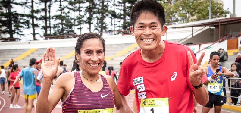 Cristhian Escobar y Jasmín Matos, ganan la Nikkei Run con presencia de Tejeda y Kawauchi