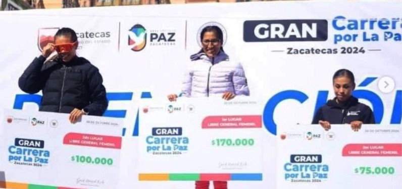 Peruana Jovana de la Cruz gana los 21k de Carrera por la paz en Zacatecas – México