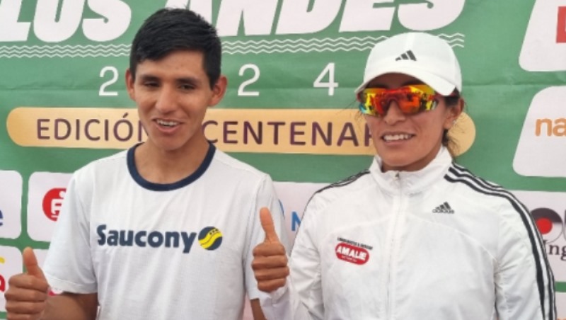 Frank Lujan y Thalía Valdivia gana la Marathon Internacional de los Andes 2024