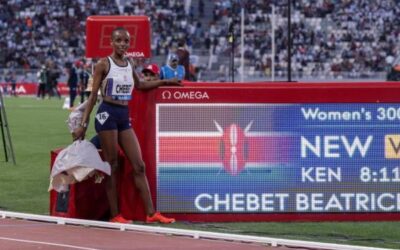 Beatrice Chebet se quedó a escasos segundos de la mejor marca de la historia en 3,000m. (8:11.56)
