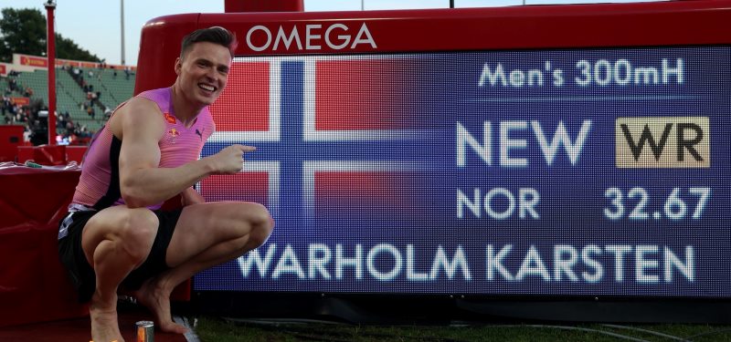 Karsten Warholm bate el récord del mundo de los 300 metros con vallas