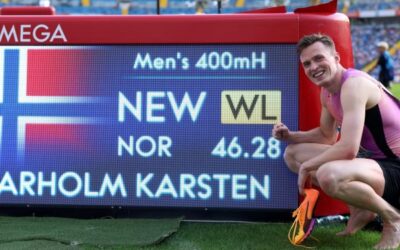 Noruego Karsten Warholm logra la mejor marca mundial del año de los 400 con vallas (46.28)