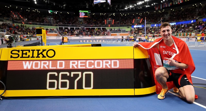Mundial de pista cubierta Pomorze 26: Simon Ehammer bate el récord mundial de heptatlón